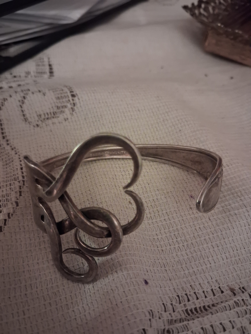 Silver-Tone MULTI-HEART Cuff Bracelet Made Out Of A Fork-Elegant Women’s Jewelry